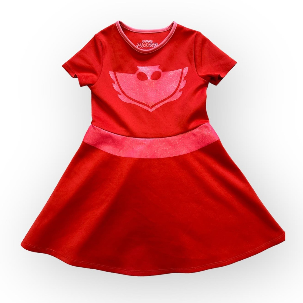 PJ Masks Owlette Red Costume Dress for Girls Size 6/6X Removeable Cape Disney Jr